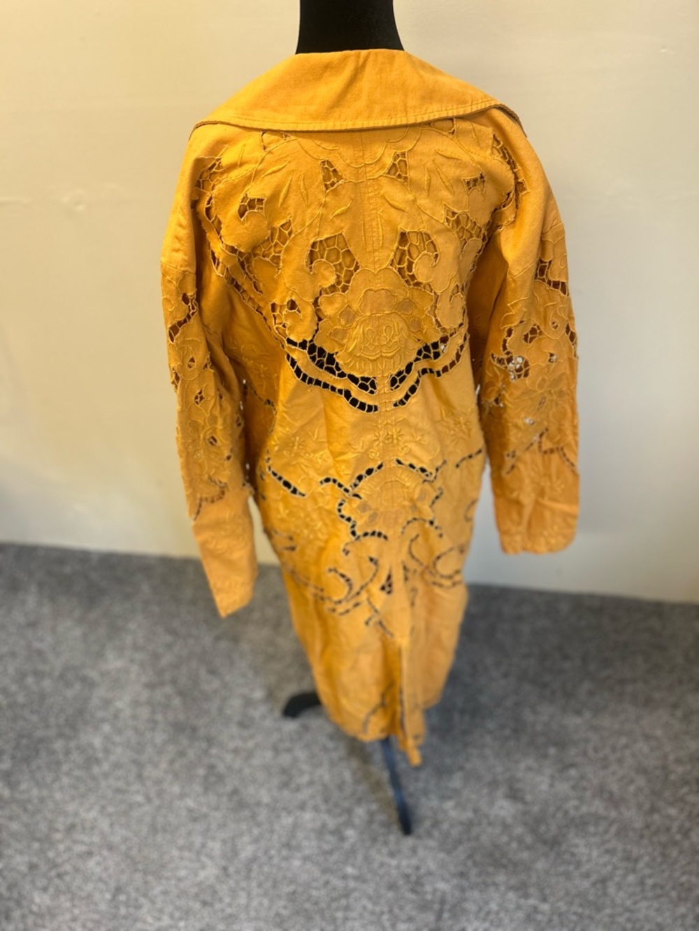 Free People Susana Mustard Yellow Cutout Festival Statement Duster Large Boho - Picture 4 of 13